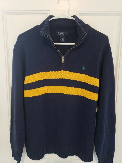 Polo Ralph Lauren Mens 1/4 Zip Sweater Blue Pullover Size Large. | eBay