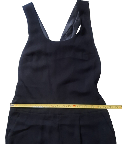 TOPSHOP WOMENS JUMPSUIT SIZE 12 BLACK TAPERED LEG DUNGAREES POCKETS BACK ZIP - Picture 16 of 23
