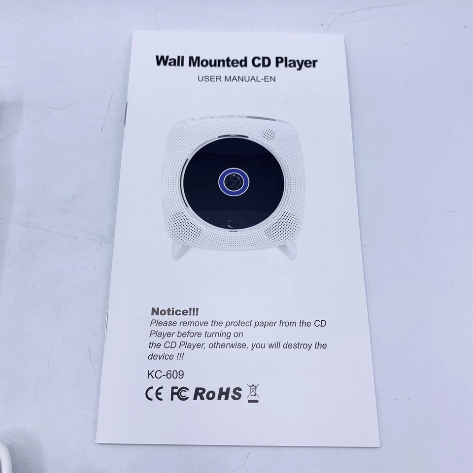 Wall Mounted CD Player White Bluetooth FM Radio KC-609 NEW OPEN BOX - Image 4 of 4