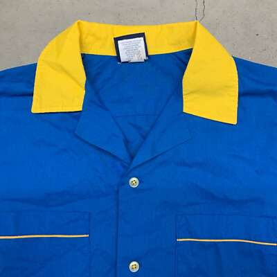 Blue/Yellow Hilton Active Apparel VTG Bowling Shirt Hormel Team
