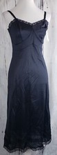 VTG Nancy King Lingerie Dress Full Slip Lace Nylon Adjustable 2182 Black Size 34