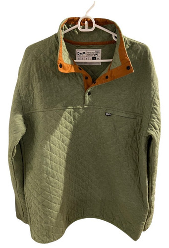Rock Monkey Outfitters Quilted Pullover Light Green XL NEW NWT Quarter Snap