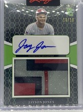 2021 LEAF PERFECT GAME GREEN JAYSON JONES THREE COLOR PATCH AUTO # 10/19