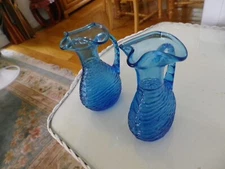 Antique Blue Water Glass Decorative Pitchers