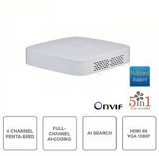 Dahua WizSense XVR5104C-4KL-I3: DVR Professionale 4CH 4K UHD AI