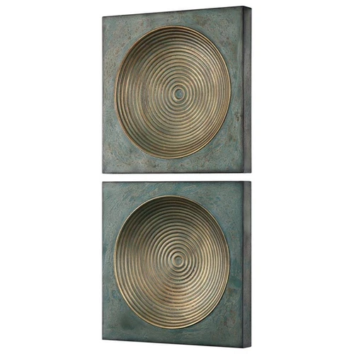 Uttermost Sybil Contemporary Metal Wall Panel in Antique Gold (Set of 2) - Picture 3 of 4
