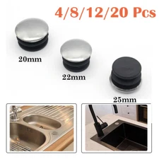 20xRound Nickel Chrome Tubing Plugs For 1" OD Pipe Silver Cap Hole Cover Snap in