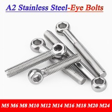 M5-M24 Eye Bolts Threaded Rings A2 Stainless Catenary Wire Hanging Eyelet Screws