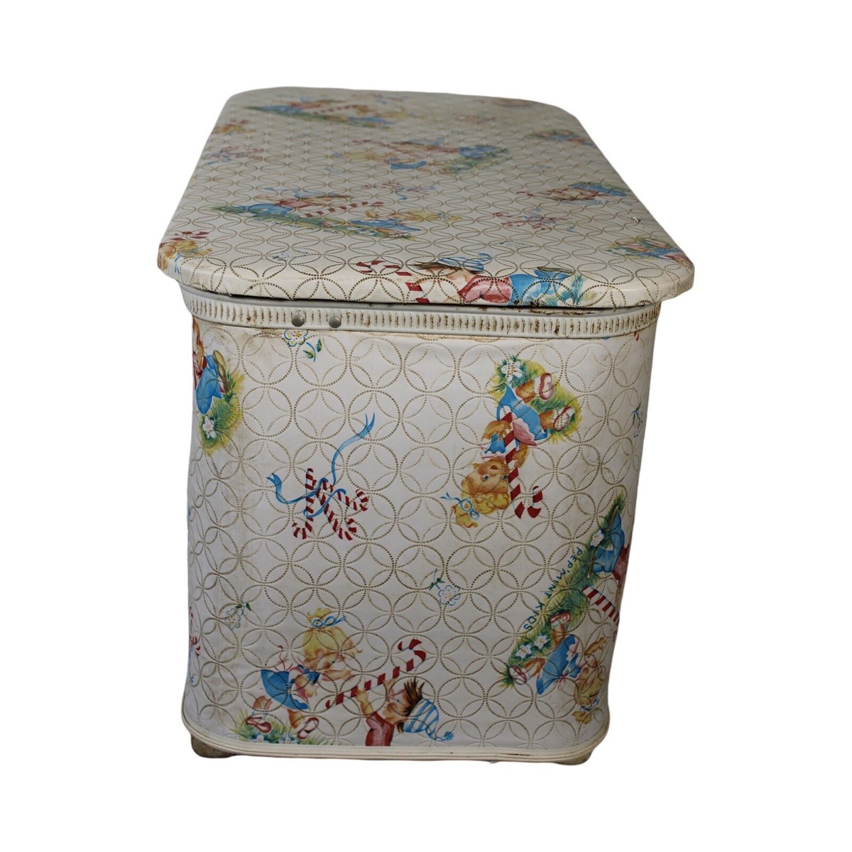Vintage Pep Mint Kids Toy Box 1950's Quilted Plastic Treasure