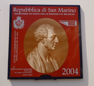 2 Euro Sondermünze San Marino 2004 "Borghesi" Coincard/Folder (Stgl.)