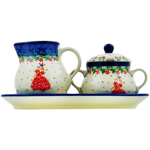Polish Pottery Sugar and Creamer Set 11" Ceramika Artystyczna - 第 3/6 張圖片