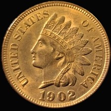 1902 testa di indiano 1C penny-lustrous arancione brillante!!-Bella ruota del carrello!-SPEDIZIONE GRATUITA!!