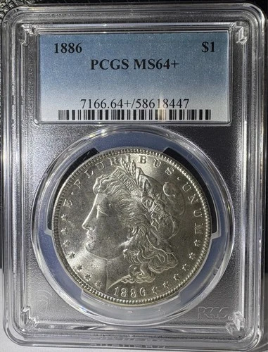 1886 $1 Morgan Silver Dollar PCGS MS 64+ (447)