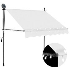 Image of Manual Retractable Awning with LED White and Orange Outdoor Canopy vidaXL