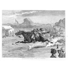 AFGHANISTAN Native Sports at Kandahar - Antique Print 1880