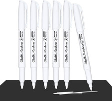 White Chalk Pen, 6 Pack Liquid Chalk Pens for Blackboards, Window, Glass, Chalkb