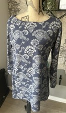 Lily & Me Blue & White Floral Tunic Dress Long Sleeve Boat Neck Jersey 16