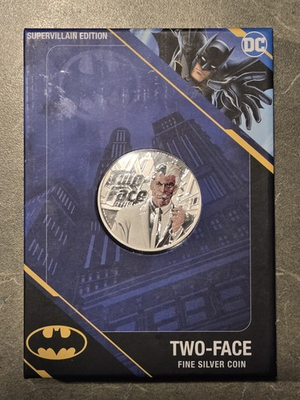 #ad 2022 Samoa Silver 1 oz DC Comic Two Face Supervillain Colorized Proof $5 in OGP $105.00
