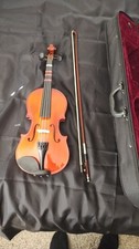 Acoustic Violin 4/4 Varnish Brown 4-String w/ Bow, Chinrest Hard Case