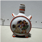 Zsolnay Hungary Porcelain Flask Multi-Color Painted Figures Cork Stopper — photo 1