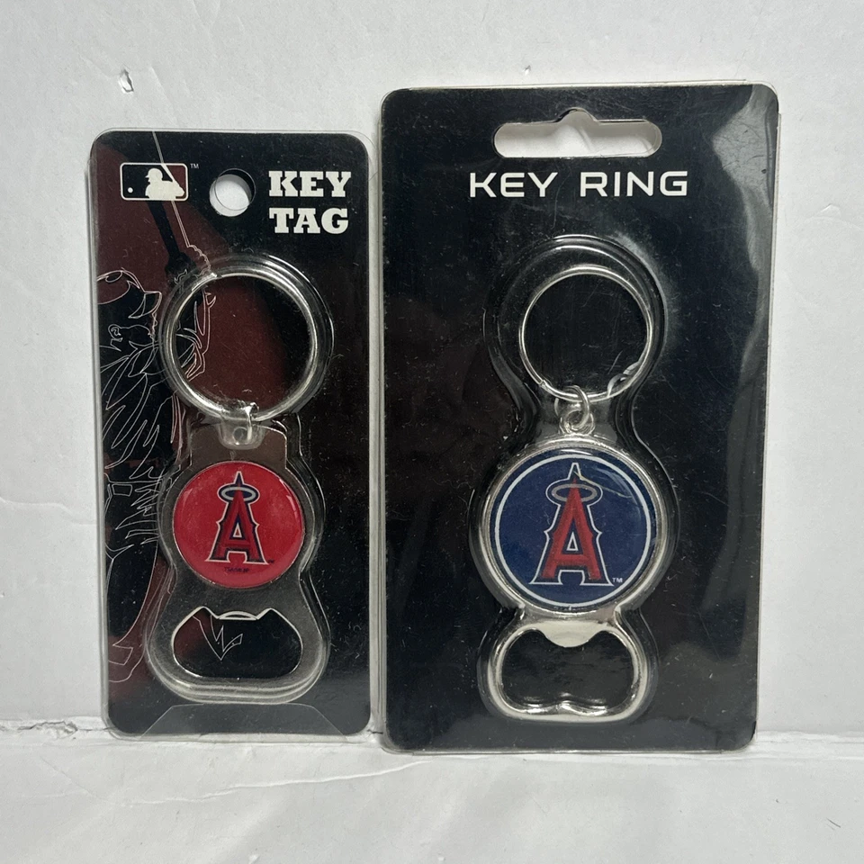 Anaheim Angels Los Angeles Baseball MLB 2 Key Rings Red And Blue And Ear Rings - Image 2 of 4