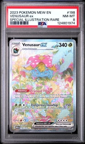 2023 POKEMON MEW EN-151 SPECIAL ILLUSTRATION RARE #198 VENUSAUR EX PSA 8
