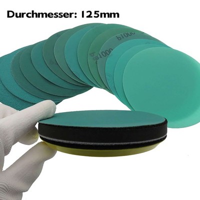 125mm Membranen Sanding Discs Sandpapier Pads Hook & Loop 40-2000 Korn Grün