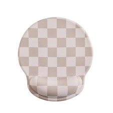 Beige Khaki Checkered Mouse Pad with Gel Wrist Rest, Wrist Support, Ergonomic...
