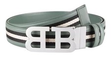Bally 6303777 Mirror B Reversible Leather Striped/Sage Belt EU 120/US 47