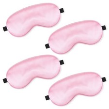 4 Pcs Silk Sleep Mask Smooth Soft Eye Mask with Adjustable Shoulder Strap Pink