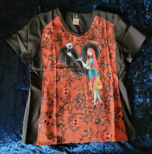Disney Tim Burton's The Nightmare Before Christmas Scrub Top Shirt Medium M