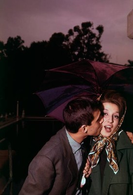 Italian singer Adriano Celentano kissing Italian singer Mina s che- Old Photo