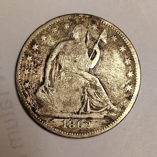 1862-P SEATED LIBERTY HALF - surfaces very rough - filler cojn