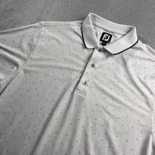 FootJoy Mens Large White Purple Triangle Print Golf Polo Shirt Short Sleeve FJ