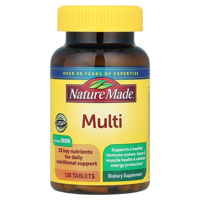 Nature Made Multi Complete with Iron 130 Tablets Gluten-Free, No Artificial