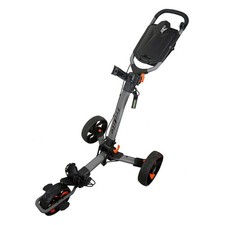 TriLite T-Flash 3 Wheel Golf Push Cart Trolley Grey Orange + Free Travel Bag