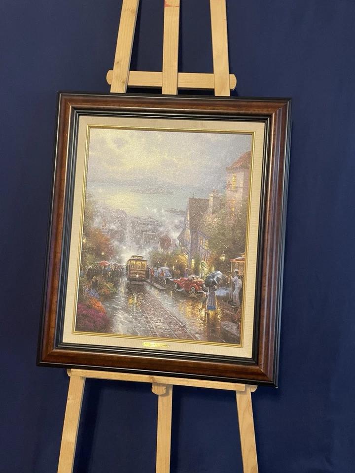 Arte en lienzo Thomas Kinkade Hyde Street and the Bay 8x10 clásico de San Francisco Foto 3 de 4