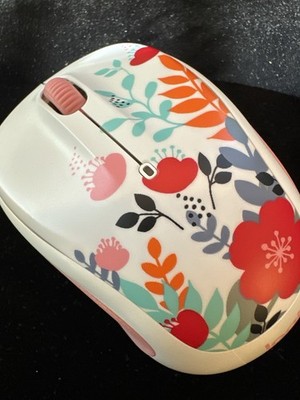Logitech M325c Wireless Mouse Floral Design USB Receiver Tested Working Cute