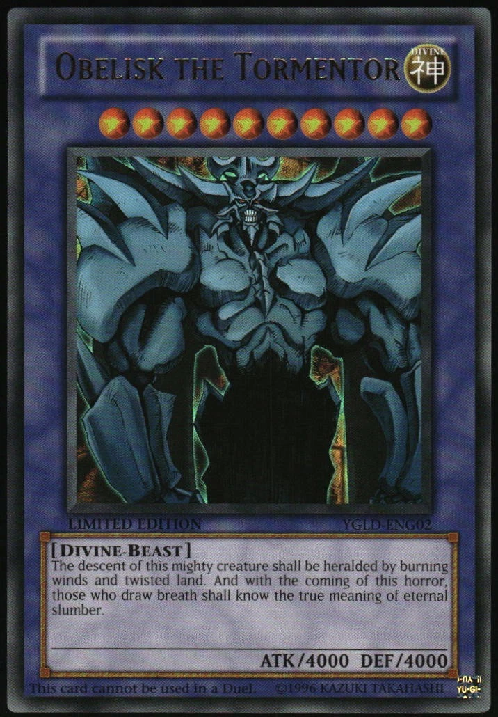 Obelisk The Tormentor Rare Yu-Gi-Oh! TCG Individual Collectible