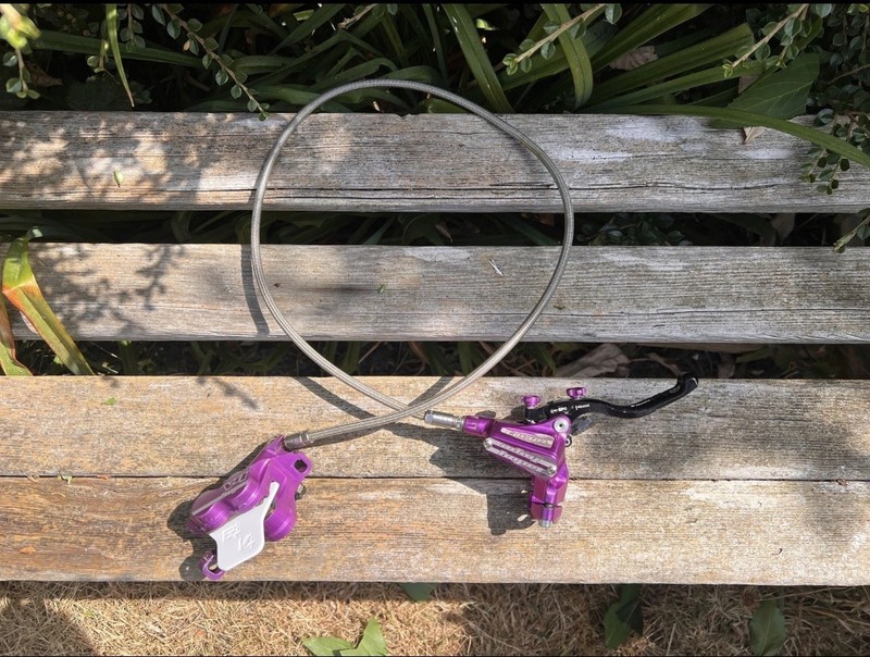 Hope Tech 3 V4 Disc Brakes Right Hand Front Braided Purple (Boxed)
