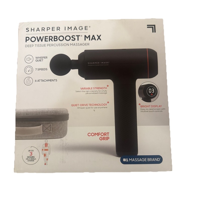 Sharper Image PowerBoost Max, Deep Tissue Percussion Massager Black 7 speed