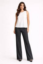 CAbi NWT Truffle Trouser Wide Flare Charcoal Gray Pants Capsule Wardrobe 4