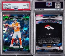 2024 Panini Prizm - Fireworks Bo Nix #23 Green Prizm (RC)