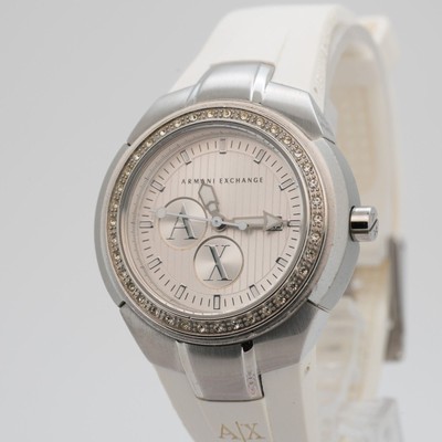 Armani Exchange White Dial Watch with Crystal Bezel Armani Exchange Lady Banks Quartz White Dial Ladies Watch  main image 3