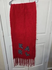 KARL LAGERFELD Paris Womens Fuzzy Scarf Karl Logo Red
