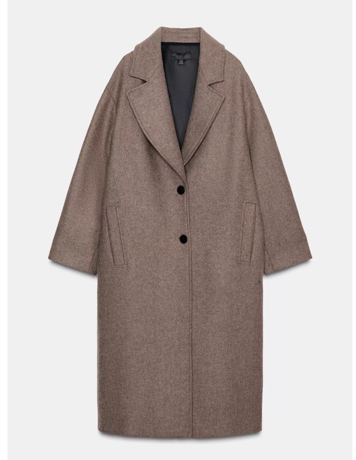 Zara XL Mink Wool Coat with Leather Effect Collar for Winter image 3