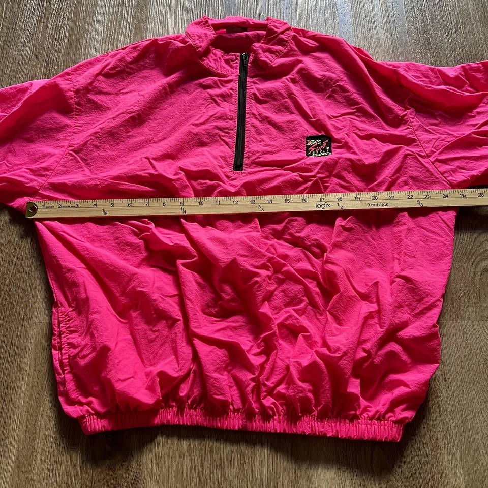 Chaqueta cortavientos estilo surf rosa luz retro atómica neón XL 52" circunferencia OSFA XH Foto 3 de 4