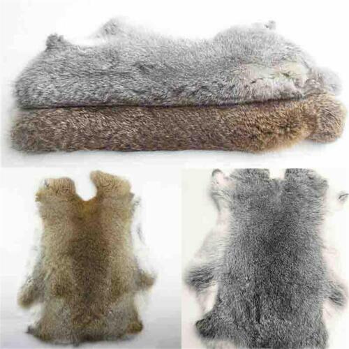 2Pcs Natural Tanned Rabbit Skin Pelt Real Fur Craft Decretive Gray +Yellow Tan - Picture 1 of 10