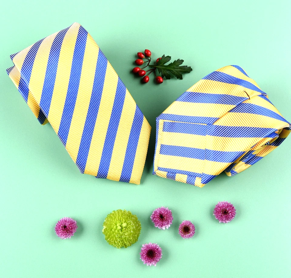 Corbatas a Rayas Ucranianas 3.15" Rayas Azul Amarillo Bandera Corbatas Foto 2 de 4