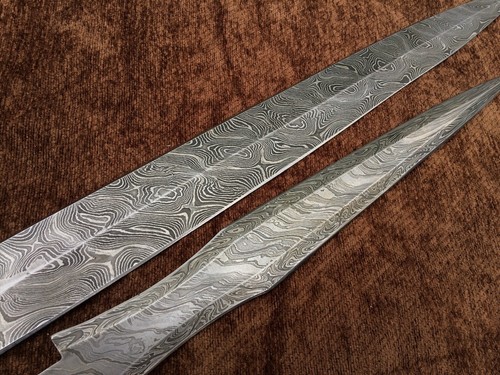 Lot of 2 Custom Handmade Damascus Steel Blank Blades Knife making Supplies 2B1 - Picture 3 of 4